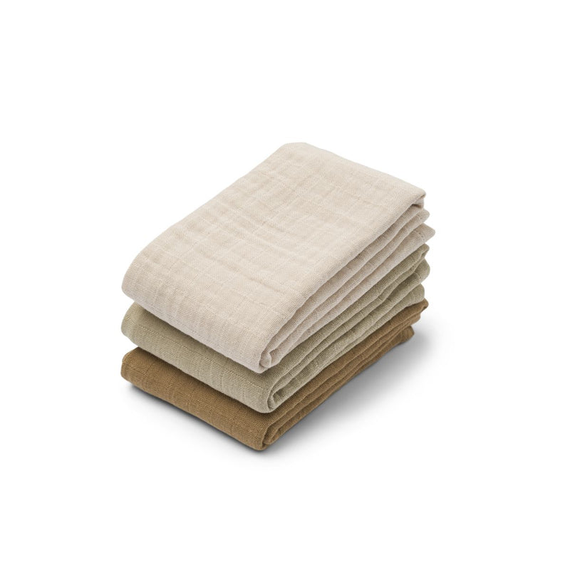 Liewood Lewis Muslin Cloth 3-Pack - Sandy mix - Langes en mousseline