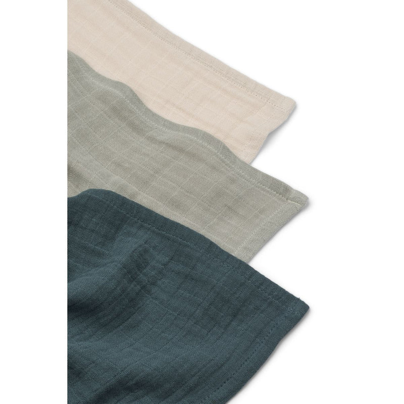 Liewood Lewis Muslin Cloth 3-Pack - Dove blue mix - Langes en mousseline