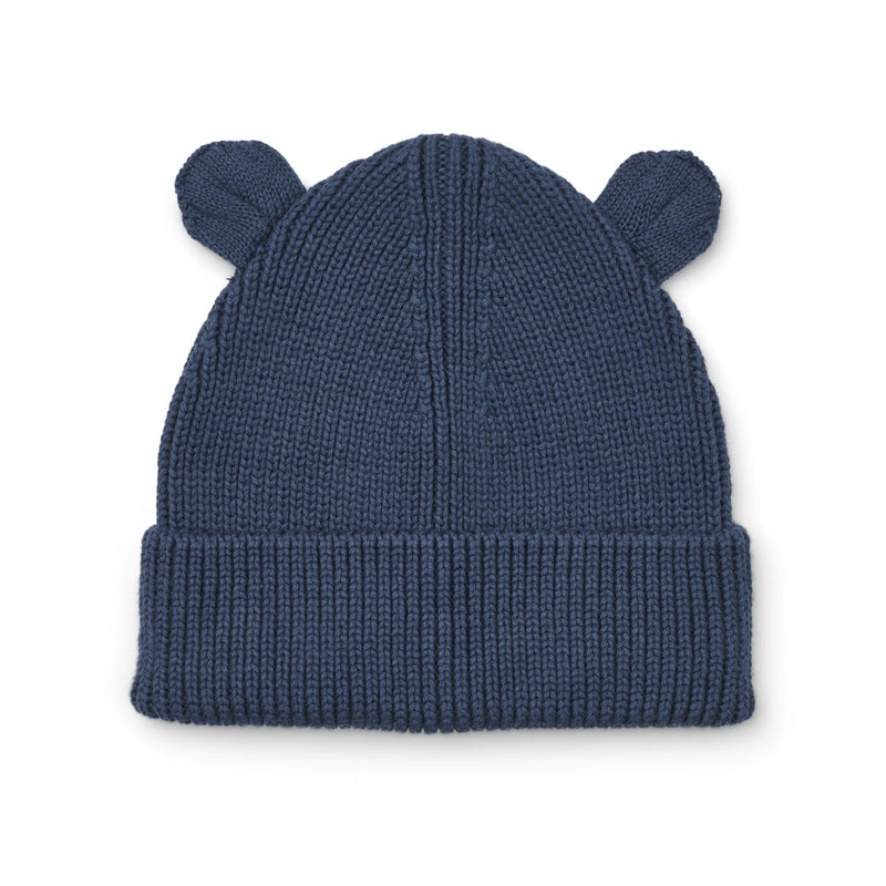 Liewood Bonnet en tricot côtelé avec oreilles d’ours Gina - Indigo blue - Chapeaux & Casquettes