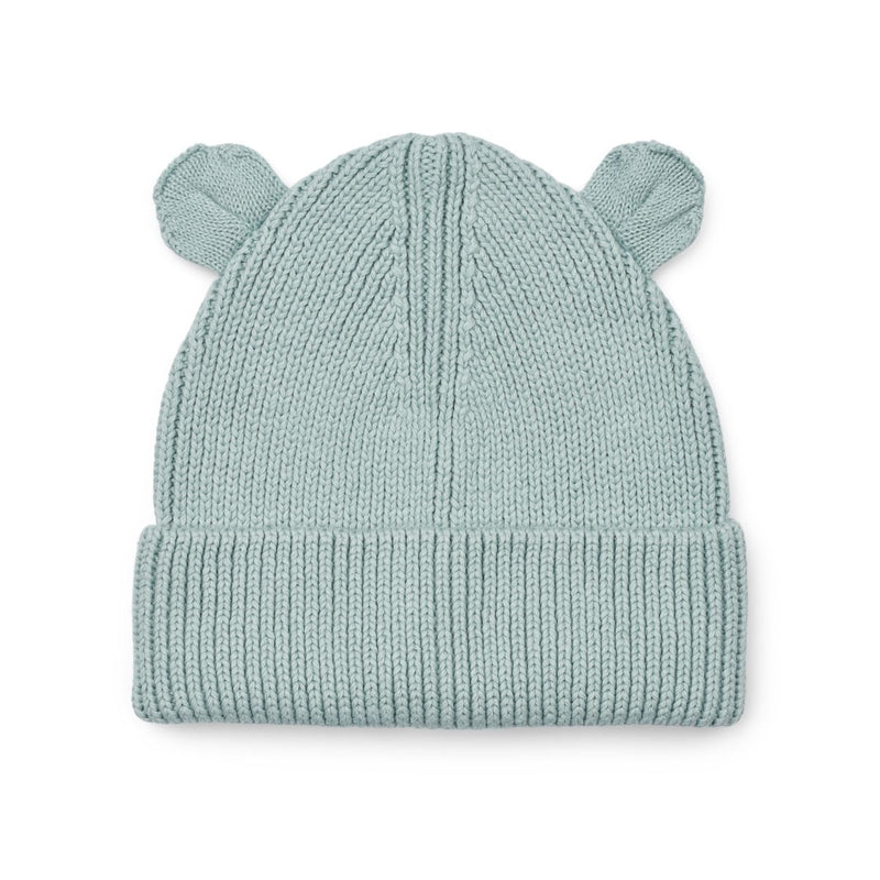 Liewood Bonnet en tricot côtelé avec oreilles d’ours Gina - Ice blue - Chapeaux & Casquettes