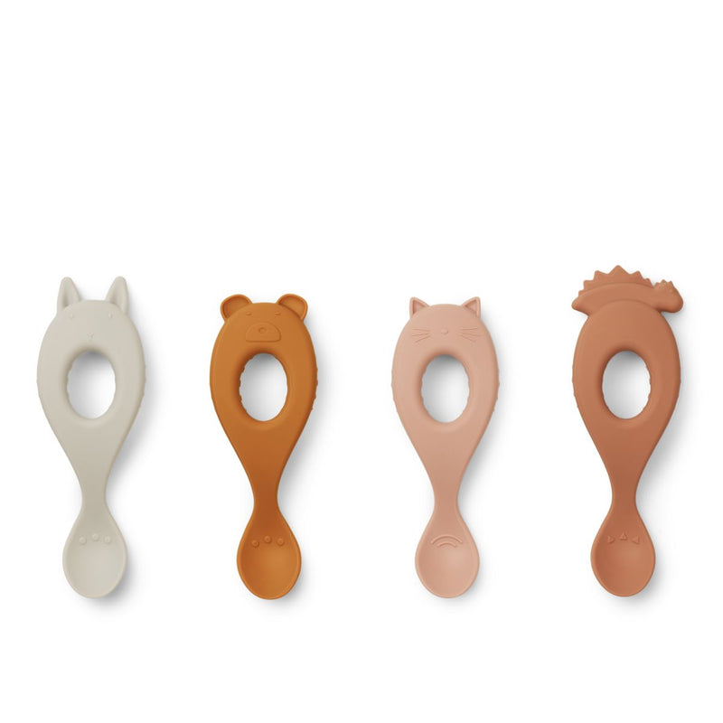 Liewood Lot de 4 cuillères en silicone Liva - Rose mix - Couverts