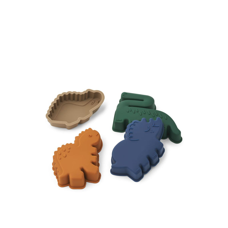 Liewood Lot de 4 moules à sable GILL Dino - Dinosaurs / Mist -