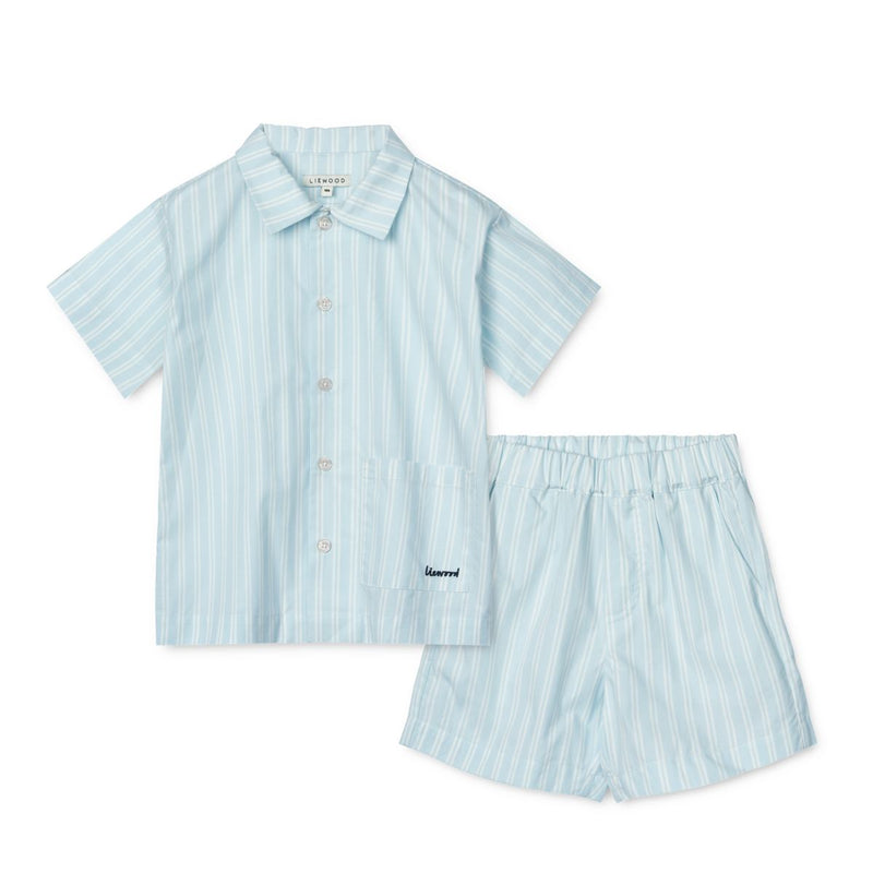 Liewood Ensemble à rayures LEONA - Y/D stripe Pure sky / Creme de la creme - Shorts