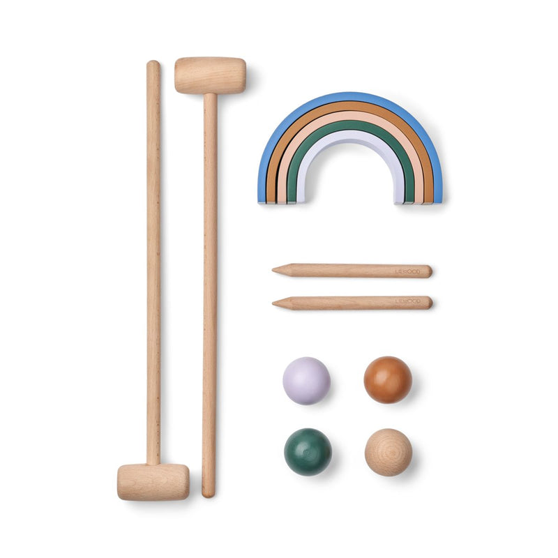 Liewood Kit de croquet Alen - Garden green multi mix - Jeux d'extérieur