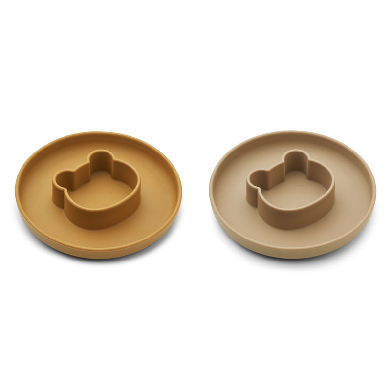 Liewood Lot de 2 assiettes Gordon - Mr bear golden caramel / oat mix - Assiettes