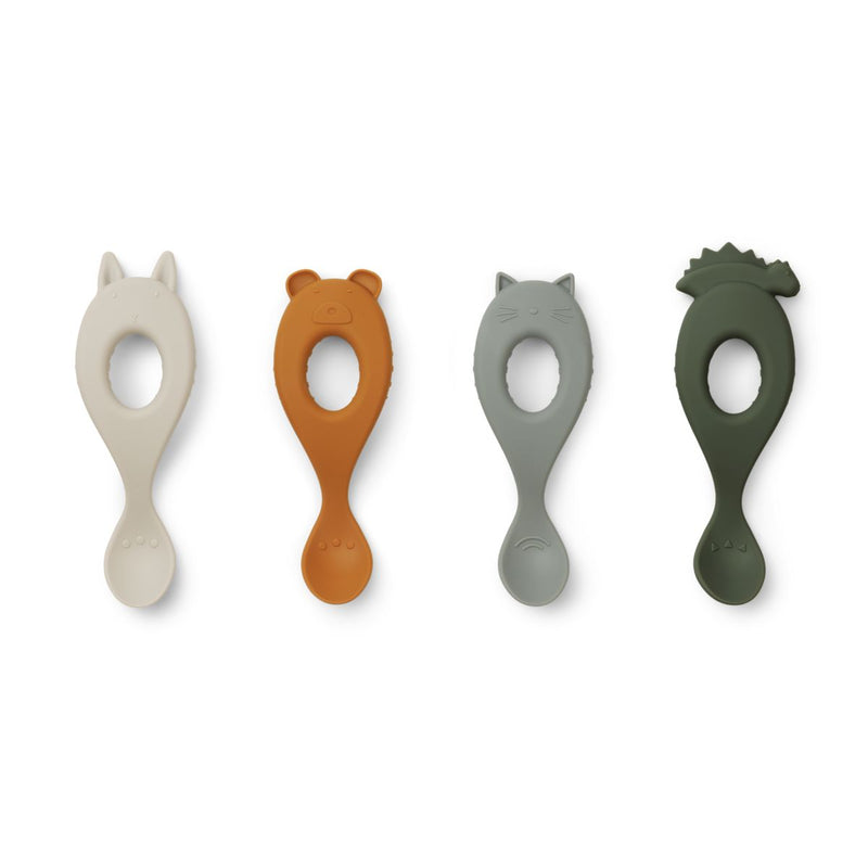 Liewood Lot de 4 cuillères en silicone Liva - Hunter green mix - Couverts