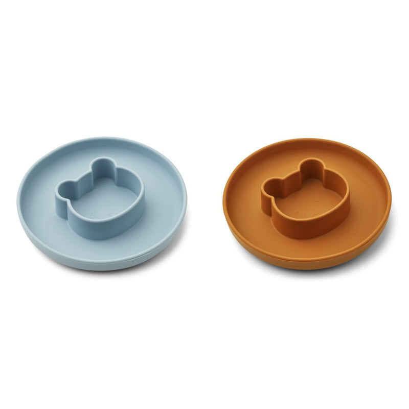 Liewood Lot de 2 assiettes Gordon - Mr bear sea blue / mustard mix - Assiettes